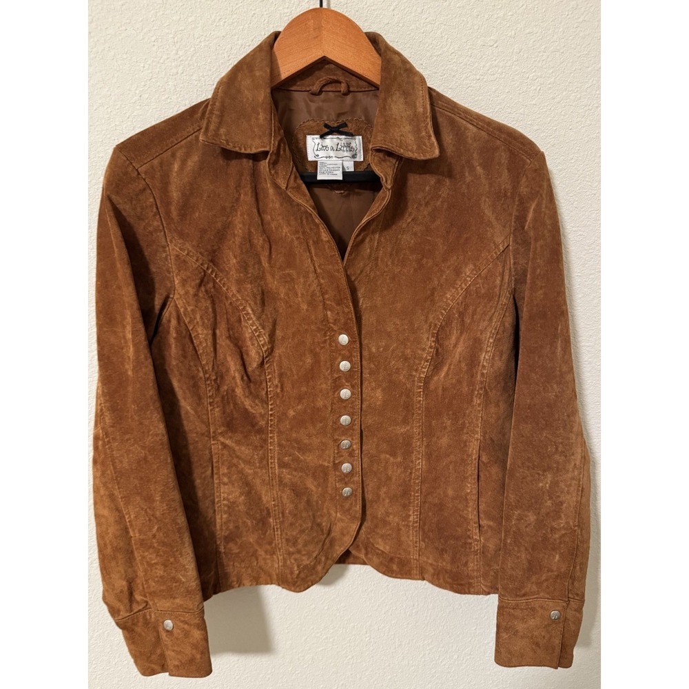 Live A Little Women's Small Suede Leather Jacket Pockets Snap Buttons Cowboy